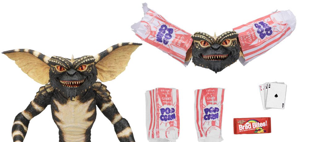 Photos of NECA’s Ultimate ‘Gremlins’ Figure, Including Miniature Popcorn Bags and “Brad Bites!” Candy Replica